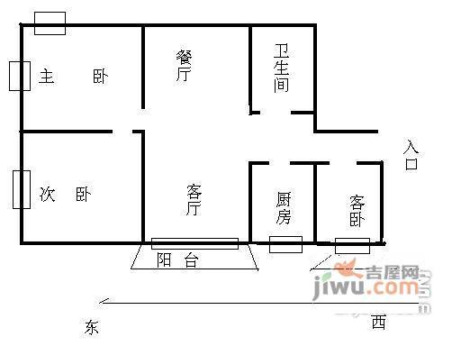 南湖东园3室2厅1卫110㎡户型图