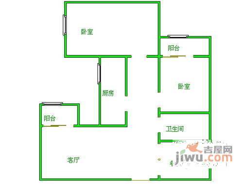 南湖东园2室2厅1卫100㎡户型图