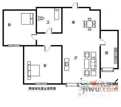 莱圳家园2室1厅1卫100㎡户型图