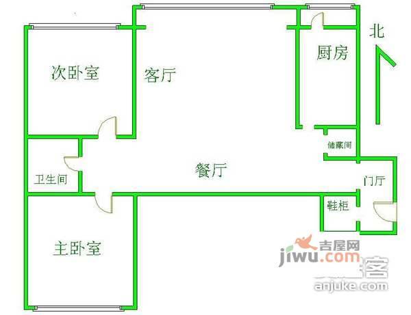 紫薇天悦2室1厅1卫128㎡户型图