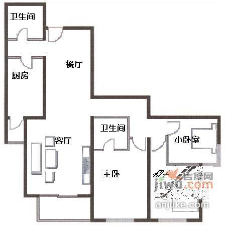 甘露园1号院3室2厅2卫145㎡户型图