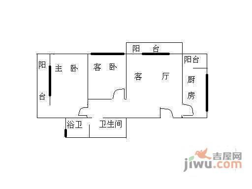 甘露园1号院2室1厅1卫118㎡户型图