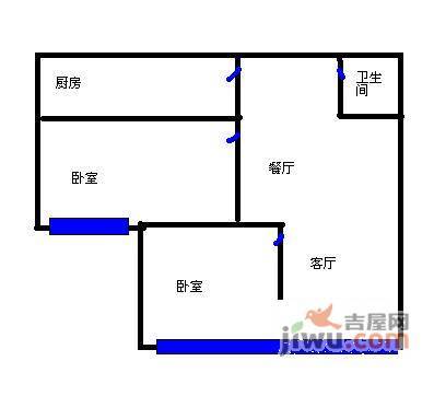 美立方2室1厅1卫120㎡户型图