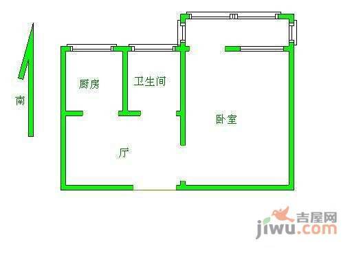 西坝河东里1室1厅1卫56㎡户型图