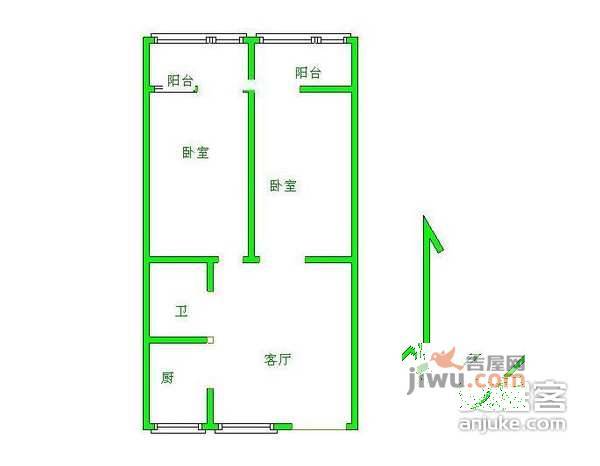 西坝河东里2室1厅1卫105㎡户型图