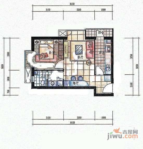 光熙家园1室1厅1卫户型图