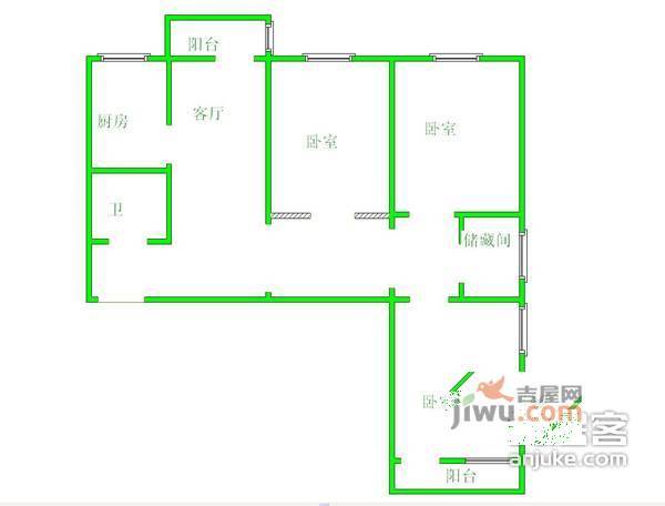 光熙门北里3室1厅1卫118㎡户型图