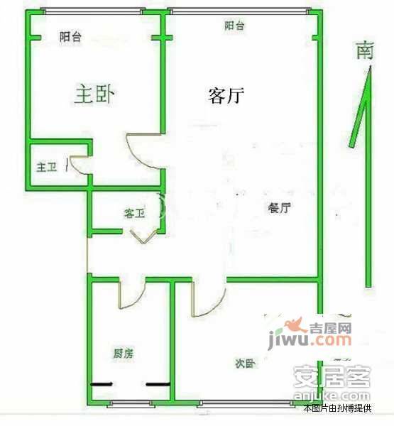 龙泽苑西区2室2厅2卫125㎡户型图