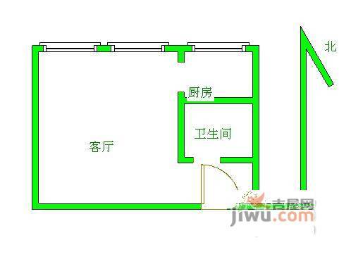 龙泽苑西区1室0厅1卫48㎡户型图