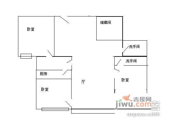 花市枣苑3室1厅1卫127㎡户型图