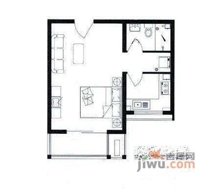 龙泽苑东区1室0厅1卫52㎡户型图