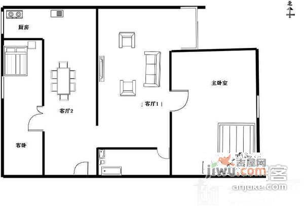 安慧北里逸园2室1厅1卫110㎡户型图