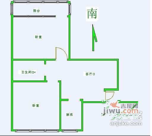 安慧北里逸园2室1厅1卫110㎡户型图