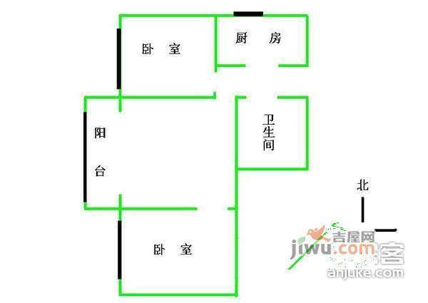 晨光家园2室1厅1卫88㎡户型图