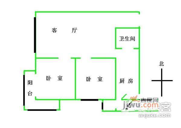 晨光家园2室2厅1卫80㎡户型图