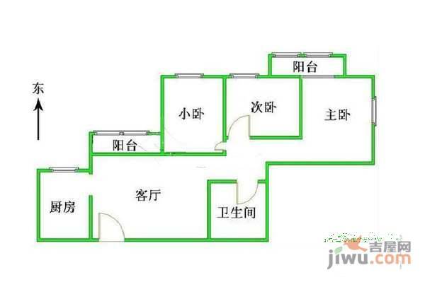 晨光家园3室2厅1卫105㎡户型图