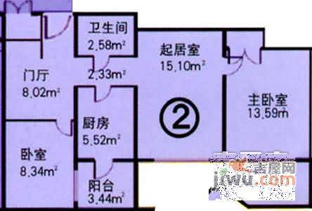 晨光家园2室1厅1卫88㎡户型图