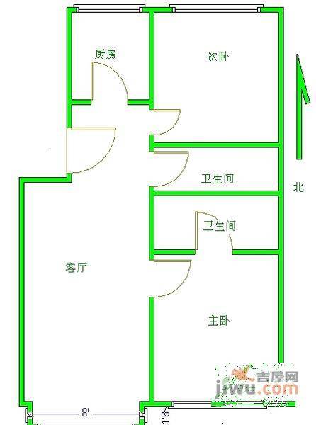 天通中苑2室2厅2卫110㎡户型图