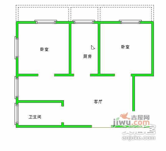 国瑞城2室1厅1卫108㎡户型图