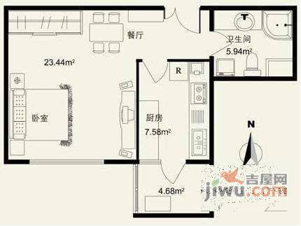 国瑞城1室0厅1卫48㎡户型图