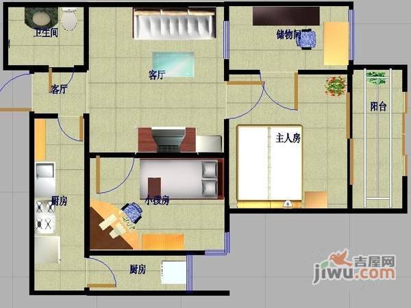 国瑞城2室1厅1卫108㎡户型图