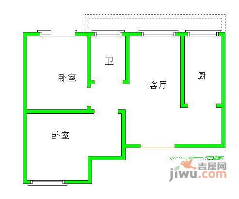 国瑞城2室1厅1卫108㎡户型图