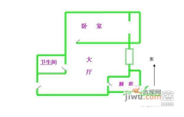 望京西园三区1室2厅1卫81㎡户型图