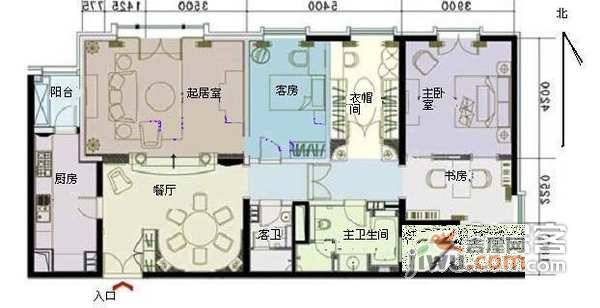 荣尊堡国际俱乐部公寓2室1厅2卫156㎡户型图