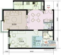 荣尊堡国际俱乐部公寓1室2厅1卫110㎡户型图