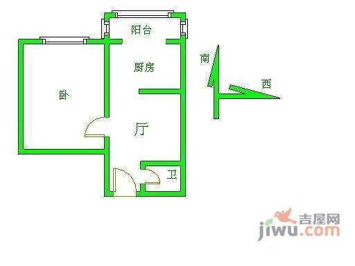 马甸南村1室1厅1卫62㎡户型图