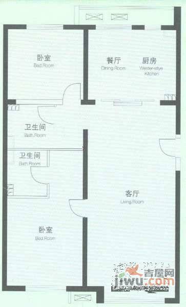 凤凰城二期2室2厅2卫131㎡户型图