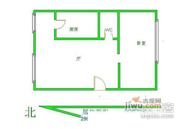 天通苑西三区1室1厅1卫84㎡户型图