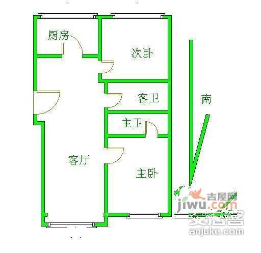 天通苑西三区2室1厅2卫140㎡户型图