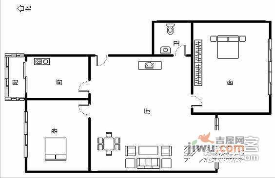 天通苑西三区2室1厅1卫115㎡户型图