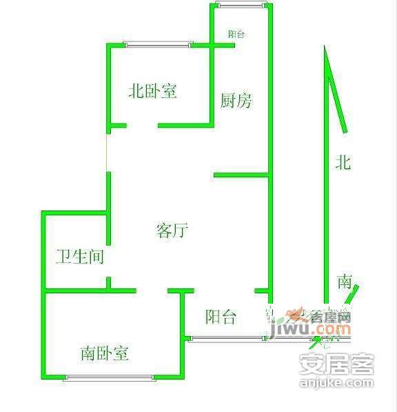 天通苑西三区2室1厅1卫115㎡户型图