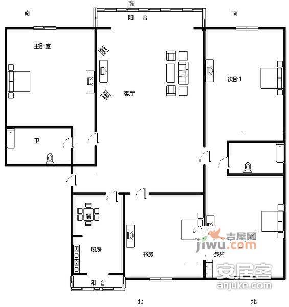 天通苑西三区4室2厅2卫287㎡户型图