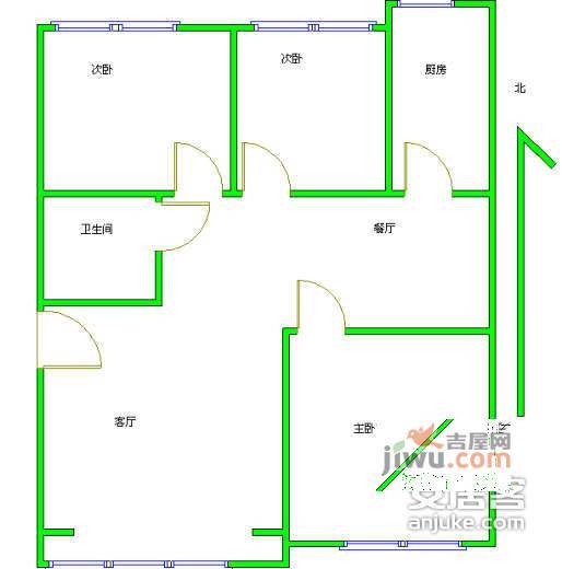 石园北一社区3室1厅1卫153㎡户型图