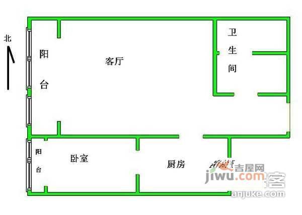 石园北一社区1室1厅1卫100㎡户型图