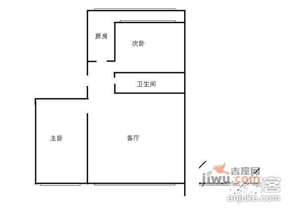 石园北一社区2室1厅1卫124㎡户型图