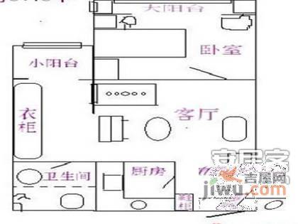 万泉新新家园1室1厅1卫58㎡户型图