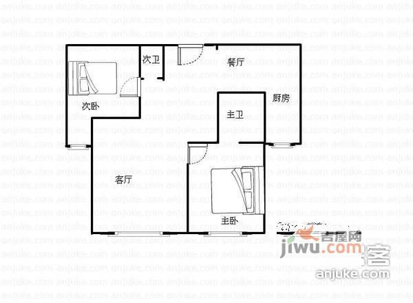 锋尚国际公寓2室1厅1卫118㎡户型图