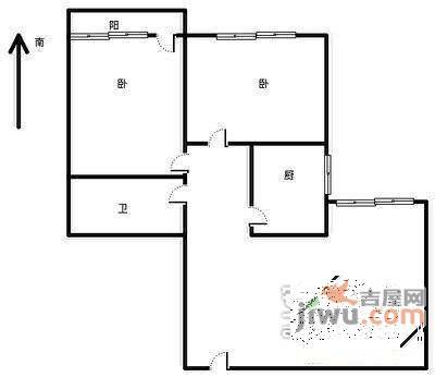 锋尚国际公寓2室1厅1卫118㎡户型图