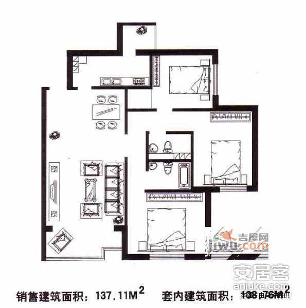 茉藜园3室2厅2卫330㎡户型图