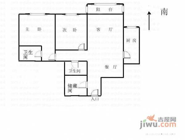 怡海花园2室1厅2卫133㎡户型图