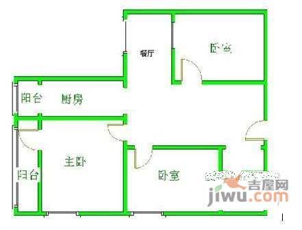 育新花园3室1厅1卫103㎡户型图