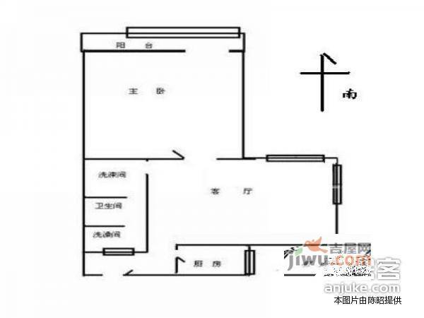 育新花园1室1厅1卫63㎡户型图