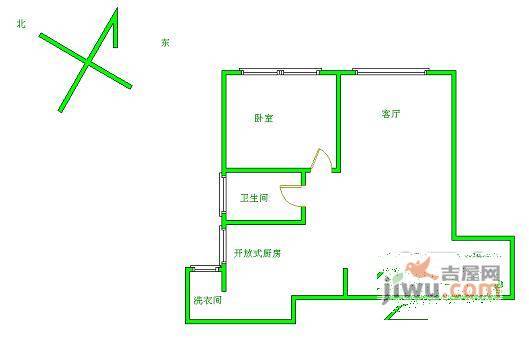 宝星国际1室2厅1卫82㎡户型图