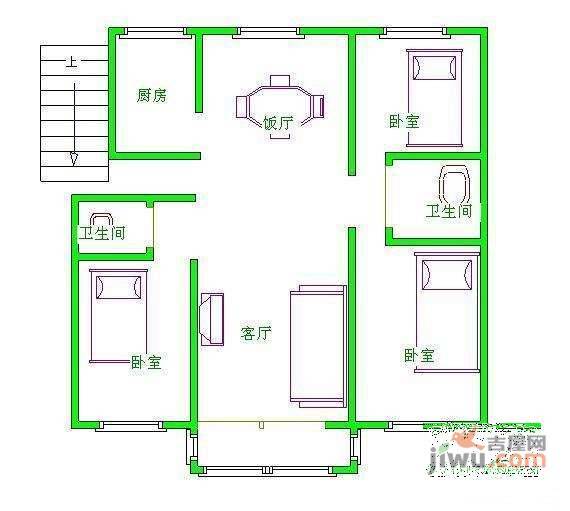 宝星国际3室1厅2卫126㎡户型图