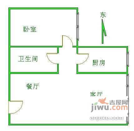 宝星国际1室2厅1卫82㎡户型图