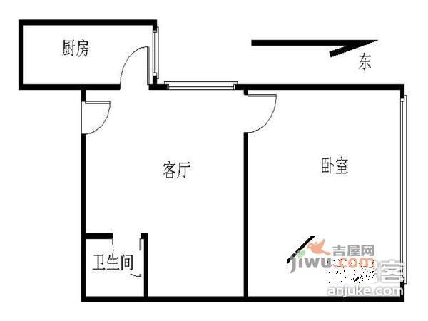 远洋天地1室0厅1卫58㎡户型图